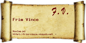 Frim Vince névjegykártya